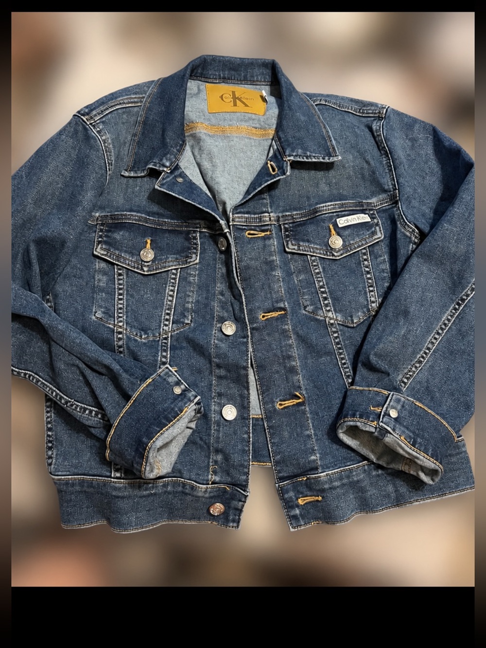 Calvin Klein Jeans Denim Trucker Jacket Women’s Small Stretch Blue